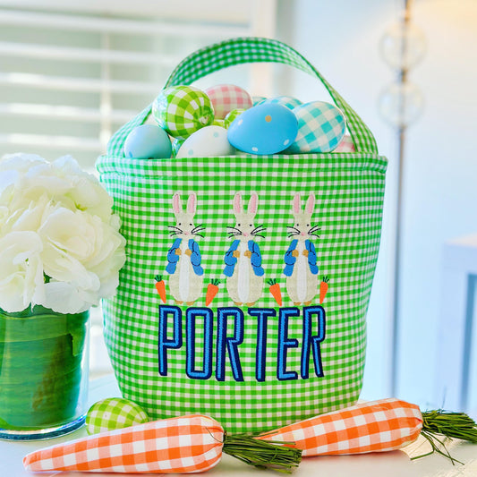 Monogrammed Easter Basket, Personalized Easter Basket, Embroidered Easter Basket, Gingham Easter Basket