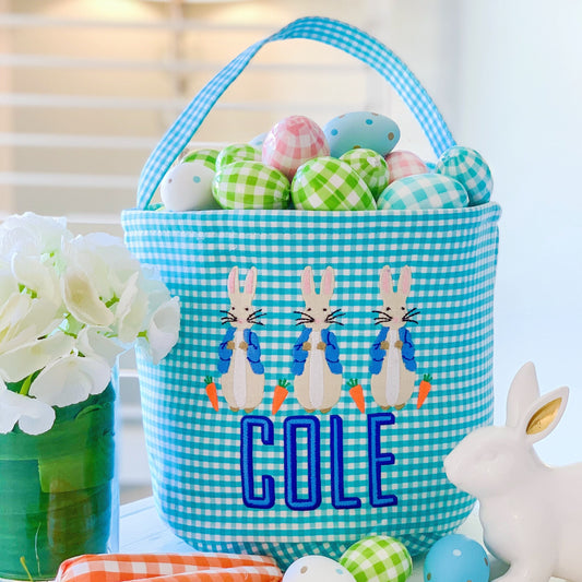 Monogrammed Easter Basket, Personalized Easter Basket, Embroidered Easter Basket, Gingham Easter Basket