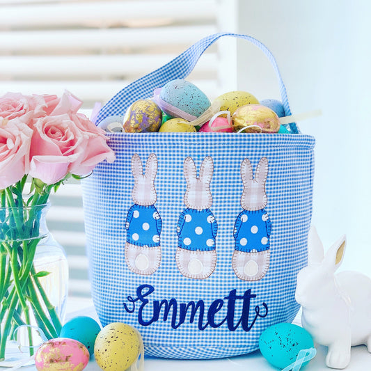 Monogrammed Easter Basket, Personalized Easter Basket, Embroidered Easter Basket, Gingham Easter Basket