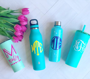 Water Bottle Labels - Water Bottle Stickers - Monogram Decal - Vinyl Decal - Personalized Water Bottle - Yeti Cup Monogram - Back to School