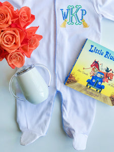 Monogrammed Footie Pajamas, Baby Boy Footie Pajamas, Baby Girl Footie Pajamas, Footie Loungewear, Cotton Pajama Set, Baby Shower Gift