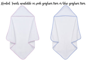 Gingham Trim Hooded Baby Towel