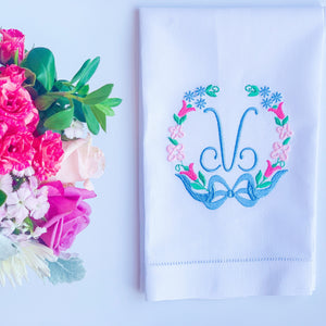 Monogrammed Linen Tea Towel, Personalized Guest Towel, Housewarming Gift